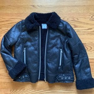 Mayoral Girls Size 10 Faux Fur- Lined Leather Jacket